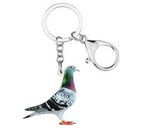 WEVENI Acrylic Cartoon Blue Pigeon Bird Keychains Key Chain Rings Jewelry For Women Charms (Green)