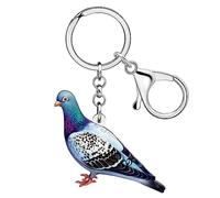WEVENI Acrylic Cartoon Blue Pigeon Bird Keychains Key Chain Rings Jewelry For Women Charms (Pigeon C)