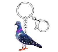 WEVENI Acrylic Cartoon Blue Pigeon Bird Keychains Key Chain Rings Jewelry For Women Charms (Pigeon E)