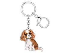 WEVENI Acrylic Cavalier King Charles Spaniel Keychain Gifts Cute Pet Dog Key Ring Ornament for Women Girls Bag Wallet Charms (Coffee)