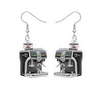 WEVENI Acrylic Coffee Maker Earrings Novelty Espresso Machine Weird Jewellery Funky Barista Gifts for Women Coffees Lovers Mom (Black)