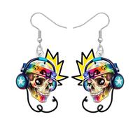 WEVENI Acrylic Cool Rock and Roll Music Earrings Dangle Bass Guitar Jewellery Concert Accessories Music Lover Gifts for Women Singer Teacher (Colorful)
