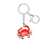 WEVENI Acrylic Crab Keychain Cute Keychains Ocean Animal Lover Gifts for Women Kids Girls Backpack Accessories Purse Charms (Red)