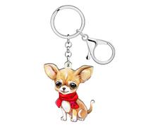 WEVENI Acrylic Cute Chihuahua Keychain Accessories Chihuahua Gifts for Dog Lovers Women Kids Girls Backpack Bag Purse Charms (Brown)