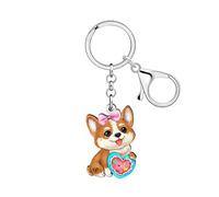 WEVENI Acrylic Cute Corgi Keychain Pet Dog Key Chain Keyring Corgi Gifts for Dog Lovers Women Girls Backpack Purse Charms (Red)