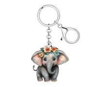 WEVENI Acrylic Elephant Keychain Cute Keychains Animal Lover Gifts for Women Kids Girls Backpack Accessories Purse Key Charms (Ash)