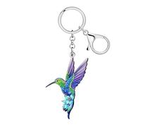 WEVENI Acrylic Floral Hummingbird Keychain Bird Charms Hummingbird Gifts for Women Girls Purse Backpack Accessories Car Keys (Purple)