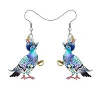 WEVENI Acrylic Green Pigeon Dove Bird Earrings Bird Dangle Drop Jewelry for Women Girls Charm Gifts (Dove Swordsman)