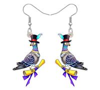WEVENI Acrylic Green Pigeon Dove Bird Earrings Bird Dangle Drop Jewelry for Women Girls Charm Gifts (Purple)