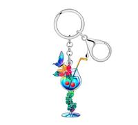 WEVENI Acrylic Novelty Margarita Glass Keychain Cocktail Wine Gifts for Women Drinkers Girls Bag Accessories Purse Charms Key (Navy)