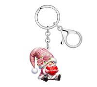 WEVENI Acrylic Valentine Gnome Keychain Charms,Valentines Day Keychains Accessories Funny Gnomes Gifts for Women Her Wife (Pink)