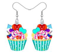 WEVENI Acrylic Valentines Day Cute Love Heart Donuts Earrings Dangle Fashion Jewelry for Women Girls Kids Charm Gift (Ice Cream Cup)