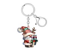 WEVENI Acrylic Winter Gnome Keychain,Cute Christmas Keychains Accessories Winter Holiday Gnomes Gifts for Women Bag Key Charm (Pink)