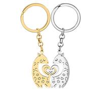 WEVENI Alloy Colorful Giraffe Keychain Accessories Enamel Jewelry Gifts For Women Girls Bag Car Wallet Charms (Gold Couples)
