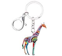WEVENI Alloy Colorful Giraffe Keychain Accessories Enamel Jewelry Gifts For Women Girls Bag Car Wallet Charms (Multicoloured)