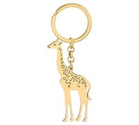 WEVENI Alloy Colorful Giraffe Keychain Accessories Enamel Jewelry Gifts For Women Girls Bag Car Wallet Charms (Gold Plated Stainless Steel)