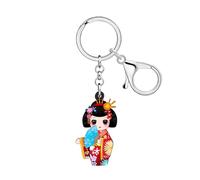 WEVENI Anime Kimono Doll Japanese Keychain Acrylic Charms Kokeshi Dolls Key Chain Accessories Kawaii Gifts for Women Kid Girl (Red)