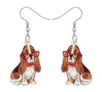 WEVENI Cute Acrylic Dog Earrings Dangle Pug Dachshund Decor Jewelry Chihuahua Gifts for Women Girls Kids Pet Dog Charms (Bassett Hound B)