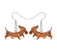 WEVENI Cute Acrylic Dog Earrings Dangle Pug Dachshund Decor Jewelry Chihuahua Gifts for Women Girls Kids Pet Dog Charms (Dachshund B)