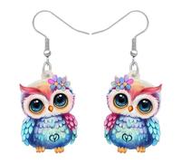 WEVENI Cute Acrylic Owl Earrings Dangle Cartoon Owl Jewelry for Women Girls Owl Lovers Gifts (Cute Owl B)