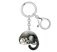 WEVENI Cute Acrylic Possum Keychain Opossum Keyring Funny Rat Charms Jewelry for Women Girls Car Bag Wallet Accessories (Possum a)
