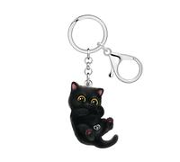 WEVENI Cute Black Cat Keychain Animal Keychains Cool Cat Lover Gifts for Women Girls Kids Purse Charms Backpack Accessories (Dark)