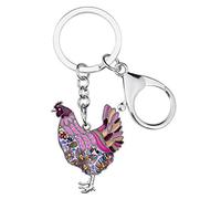 WEVENI Cute Chicken Keychain Chickens Gifts for Women Hen Key Chain Keyring Bag Car Accessories Charms (Purple)