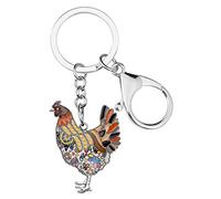 WEVENI Cute Chicken Keychain Chickens Gifts for Women Hen Key Chain Keyring Bag Car Accessories Charms (Brown)