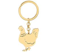 WEVENI Cute Chicken Keychain Chickens Gifts for Women Hen Key Chain Keyring Bag Car Accessories Charms (18k Gold Plated Stainless Steel)