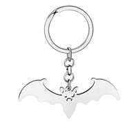 WEVENI Novelty Halloween Grim Reaper Keychain Skull Key Ring Car Bag Wallet Accessories Charms for Women Girls Skull Gifts (Bat Silver)