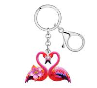 WEVENI Pink Flamingo Gifts Aesthetic Flamingo Keychain Inspirational Gifts for Women Bird Lovers Purse Bag Key Chain Charms (Red)