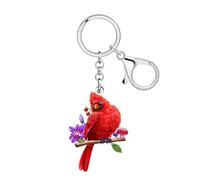 WEVENI Red Cardinal Gifts Acrylic Bird Keychain Flower Mushroom Stuff Key Chain Accessories Bird Lover Gifts for Women Girls (Red)