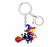 WEVENI Witch Keychain Accessories Halloween Pumpkin Black Cat Key Chain Acrylic Charms Wicked Witchy Gifts for Women Girls (Violet)