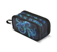 WEVIBOFU Blue Green Octopus Bubble Pencil Case Large Capacity Pencil Pouch Boys Girls 3 Compartment Pen Bag School Office Stationery Organizer