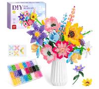 WEVOL Ironing Beads Set 5 mm 3D Bouquet, 4300 Pieces Beads with Motif Templates and Ironing Paper for Children, Set DIY Ironing Beads Flower Ideal Gifts for Christmas, Birthday, Easter Gift