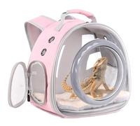 WEVONIGU Bearded Dragon Backpack Carrier with Clear Bubble Dome Window Large Space & Breathable Travel Cage with Soft Mat Airline Approved