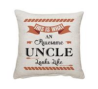 Wevow This is what an awesome uncle looks like Father's Day/Best Uncle Birthday gift idea Throw Pillow Cushion Cover With Insert. (Linen Cover)