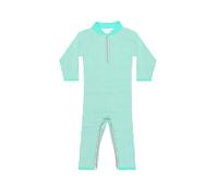 weVSwe Baby Boy Swimsuit UPF 50+ Long Sleeve Sunsuit Light Green Stripe One Piece Swimwear with Crotch Zipper Beach Wear 12-18 Months