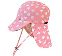 weVSwe Baby Swim Hat UV Girls Sun Hat Newborn with String UPF 50+ Summer Neck Flap Cap Pink Heart 2-3 Years