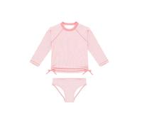 weVSwe Baby Swimsuit Rash Guard Two Pieces Pink Stripe Girls Swimwear Long Sleeve Wetsuit Toddler Swimsuits 2 Years
