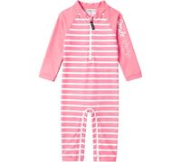 weVSwe Baby Swimsuit UPF 50+ Toddler Sun Protection Rash Guard with Crotch Zipper Bathing Suit Pink Stripes 6-12 Months