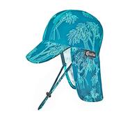 weVSwe Baby Toddler Sun Hat UPF 50+ Swimming Cap Flap Neck Protection Adjustable Chin Strap UV Sun Protection Hats, Blue palm tree, 6-12 Months