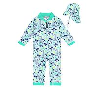 weVSwe Baby Toddler Swimwear UPF 50+ Protection Boy Swimsuits Crotch Zipper Long Sleeve Bathing Suit with Summer Sun Hat Green Surfboard 0-6 Months