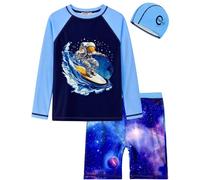 weVSwe Boys Rash Guard 3 Pieces Set UPF50+ Swim Top Swim Truck Swimming Cap | OEKO-TEX Fabric,Quick-drying,Breathable,Stretchy,Eco-conscious,Long-sleeve,Surfing,Beaches,Swimming pools,2-12 Years.