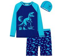 weVSwe Boys Rash Guard 3 Pieces Set UPF50+ Swim Top Swim Truck Swimming Cap | OEKO-TEX Fabric,Quick-drying,Breathable,Stretchy,Eco-conscious,Long-sleeve,Surfing,Beaches,Swimming pools,2-12 Years.