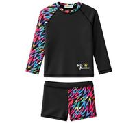 weVSwe Girls Swimming Costume 2-Piece Rash Guard Set UPF 50+ Sun Protection | UPF 50+ 2-piece girls swimming costume. OEKO-TEX certified, quick-dry, rash guard for beach and pool.