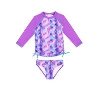 weVSwe Toddler Girls Rash Guards UPF 50+ 2 Pieces Swimsuit Set Long Sleeve Bathing Suits Sun Protection Purple Fish Scales 7-8 Years
