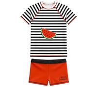 weVSwe Toddler Girls Two Pieces Rash Guards Swimsuit Set Girl Short Sleeve Bathing Suit Sunsuit UPF 50+ Watermelon 3/4T
