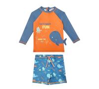 weVSwe Toddler Long Sleeve Baby Swimsuit UPF 50+ Baby Swimwear Infant Swim Shirt Trunk Two Piece Blue Orange Whale 12-18 Months