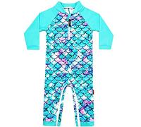 weVSwe Toddler Swimsuit UPF 50+ Sun Protection Recycled Polyester Baby Swimming Costume One Pieces Girl Swimwear Long Sleeve Rash Guard Green Fish Scales 6-12 Months